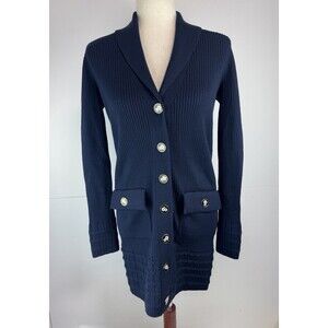 Tory Burch $395 Wool Marcia Navy Button Down Cardigan Sz: Small NWT